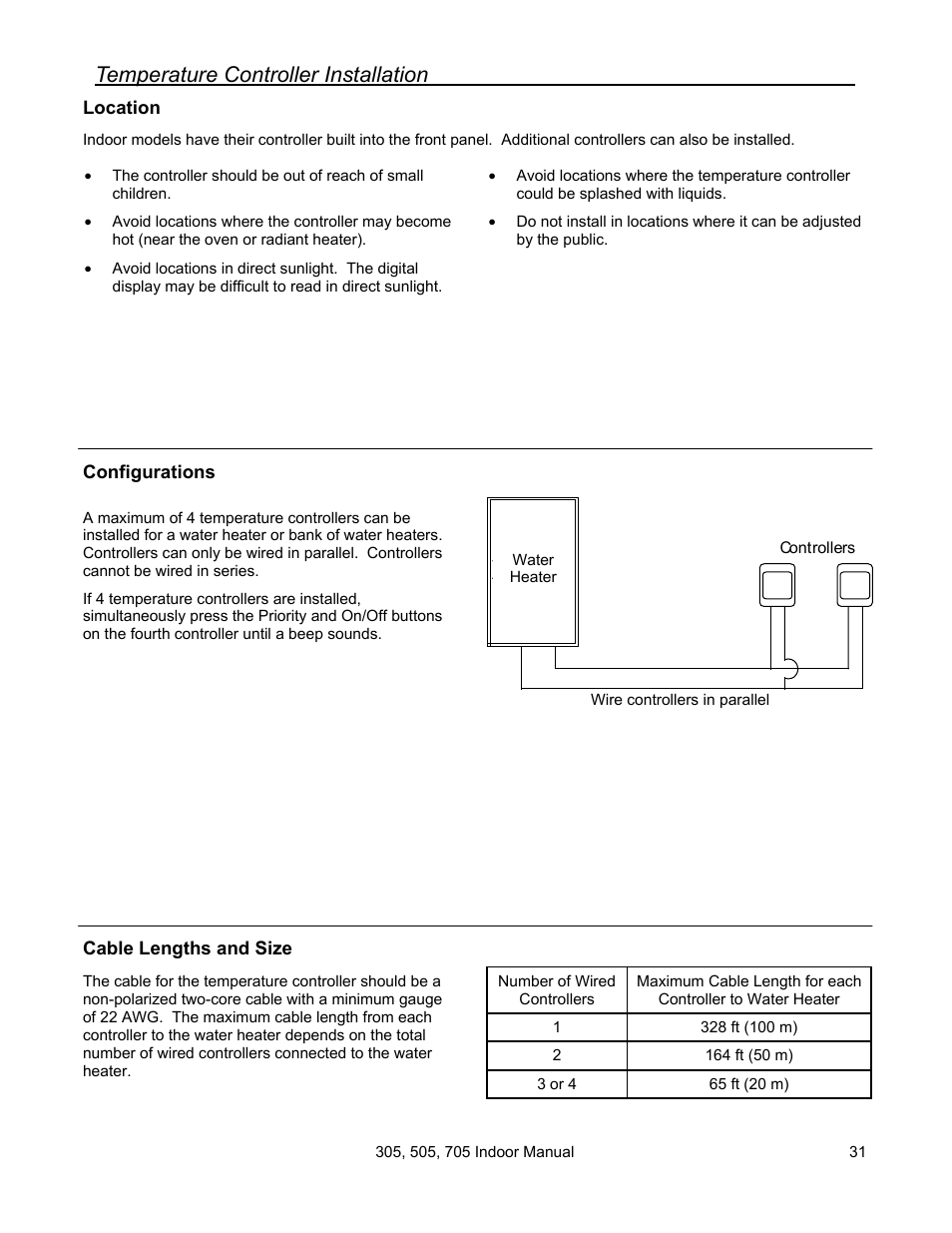 Temperature controller installation | State Models: 305 User Manual | Page 31 / 40