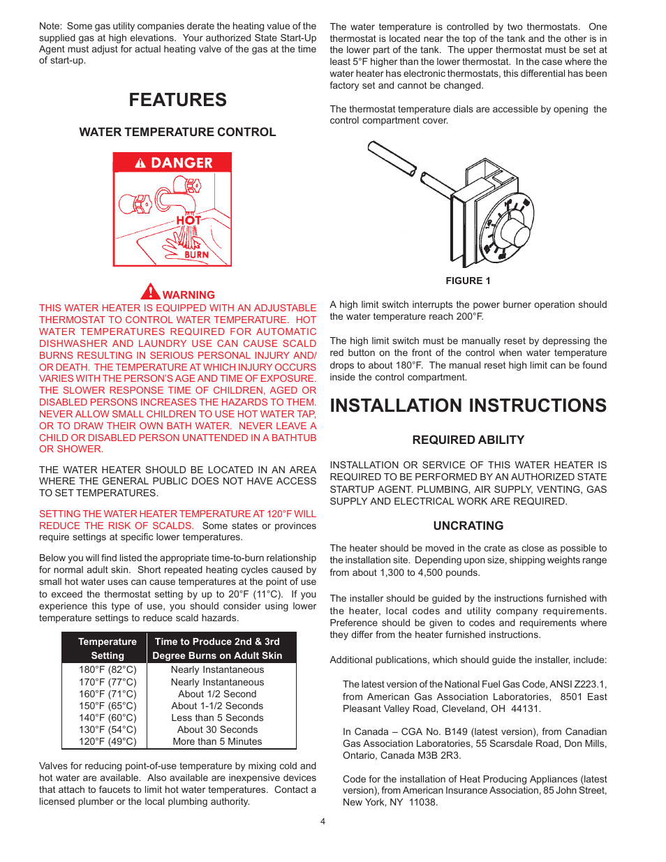 Installation instructions, Features | State TPG 150 140 NEA User Manual | Page 4 / 16