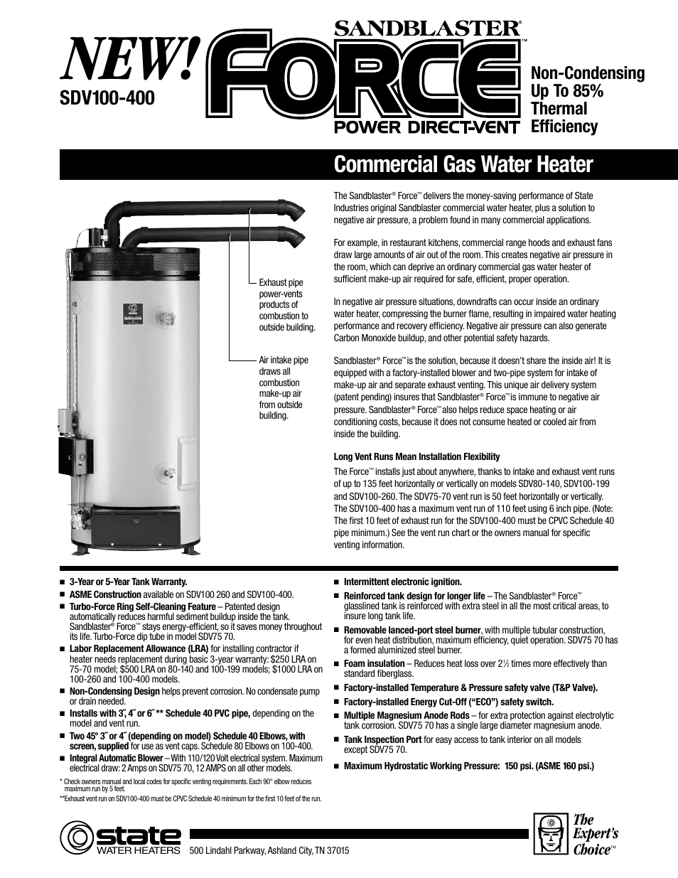 State Industries SDV80-140 User Manual | 2 pages