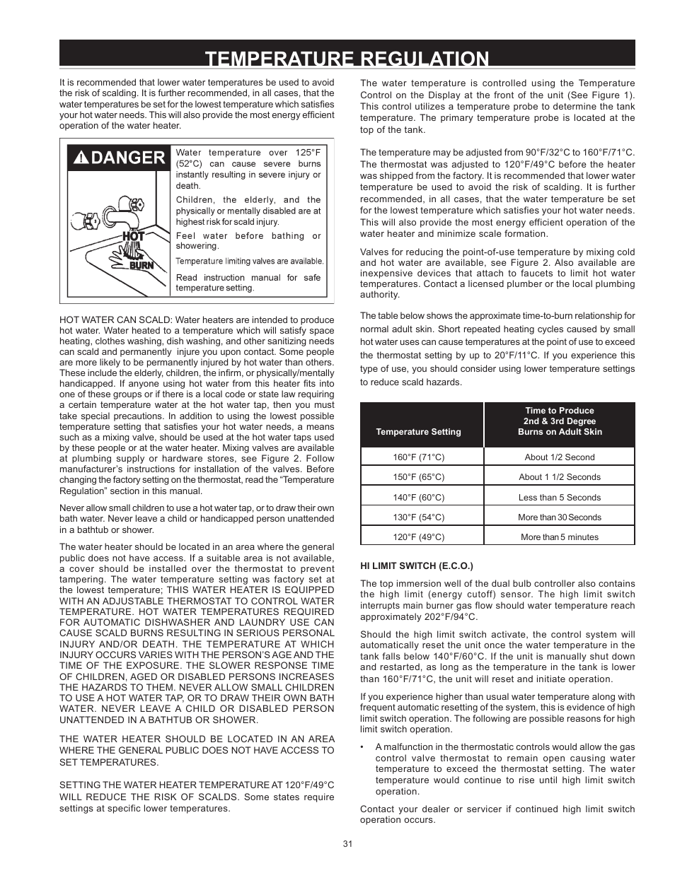 Temperature regulation | State Industries GP650HTPDT User Manual | Page 31 / 44