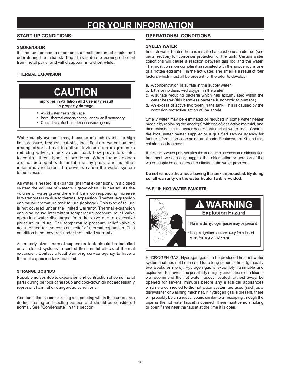 For your information | State Industries GP650HTPDT User Manual | Page 36 / 44
