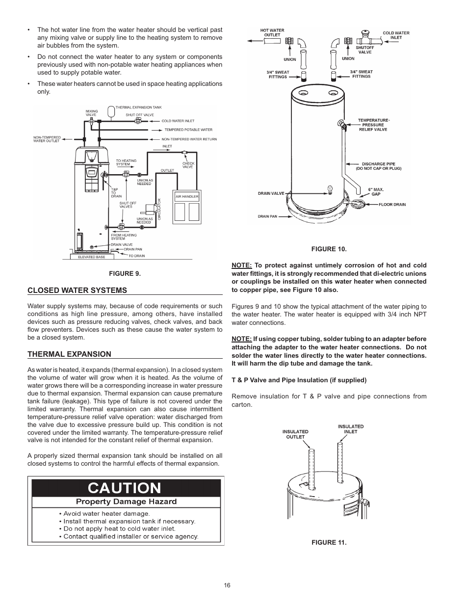 Closed water systems, Thermal expansion, Closed water systems thermal expansion | State SHE50 100 User Manual | Page 16 / 60