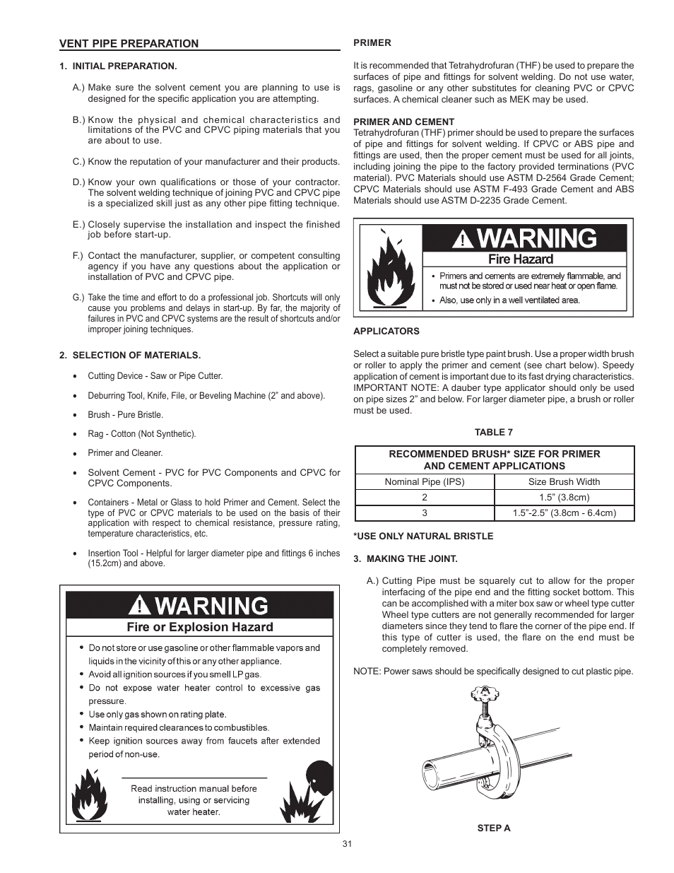 Vent pipe preparation | State SHE50 100 User Manual | Page 31 / 60