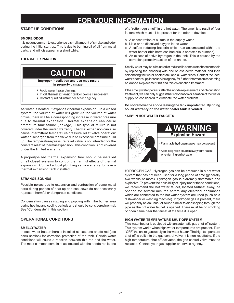 For your information | State Industries GS675YRVIT User Manual | Page 25 / 36