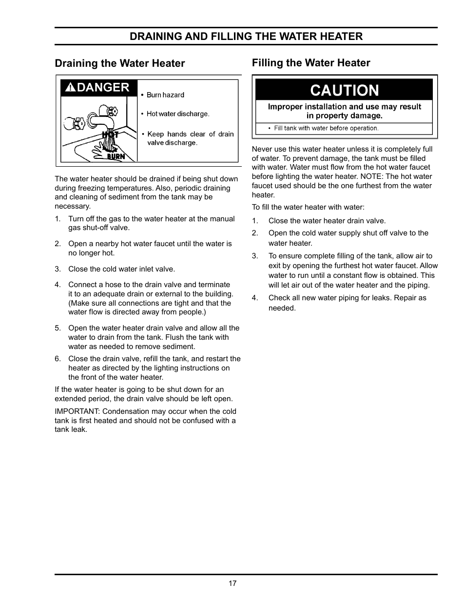 F illing the water heater | State Industries GSX User Manual | Page 17 / 44