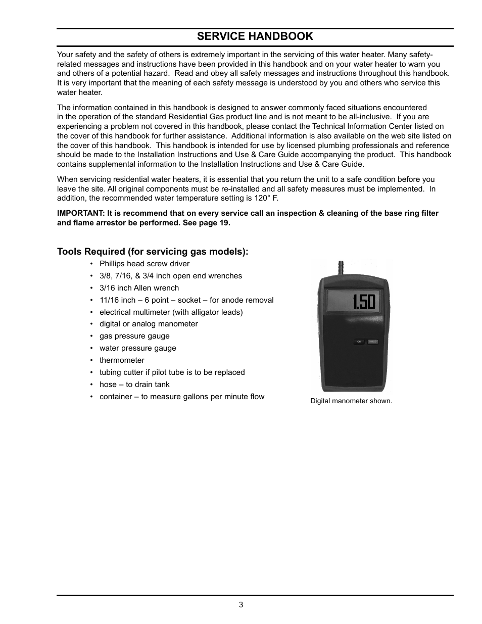 Service handbook | State Industries GSX User Manual | Page 3 / 44