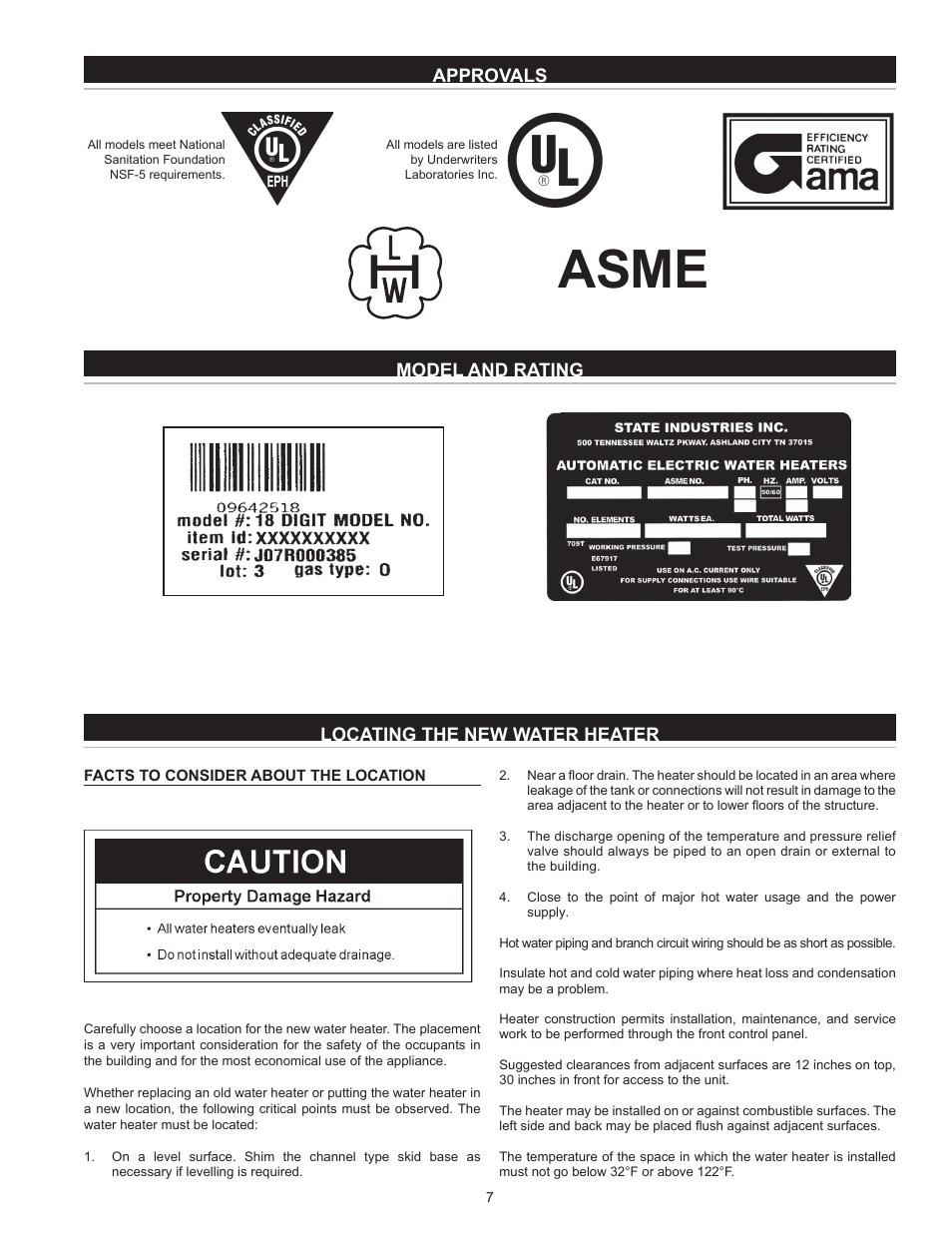 Asme | State Industries ASME SSE-5 User Manual | Page 7 / 40