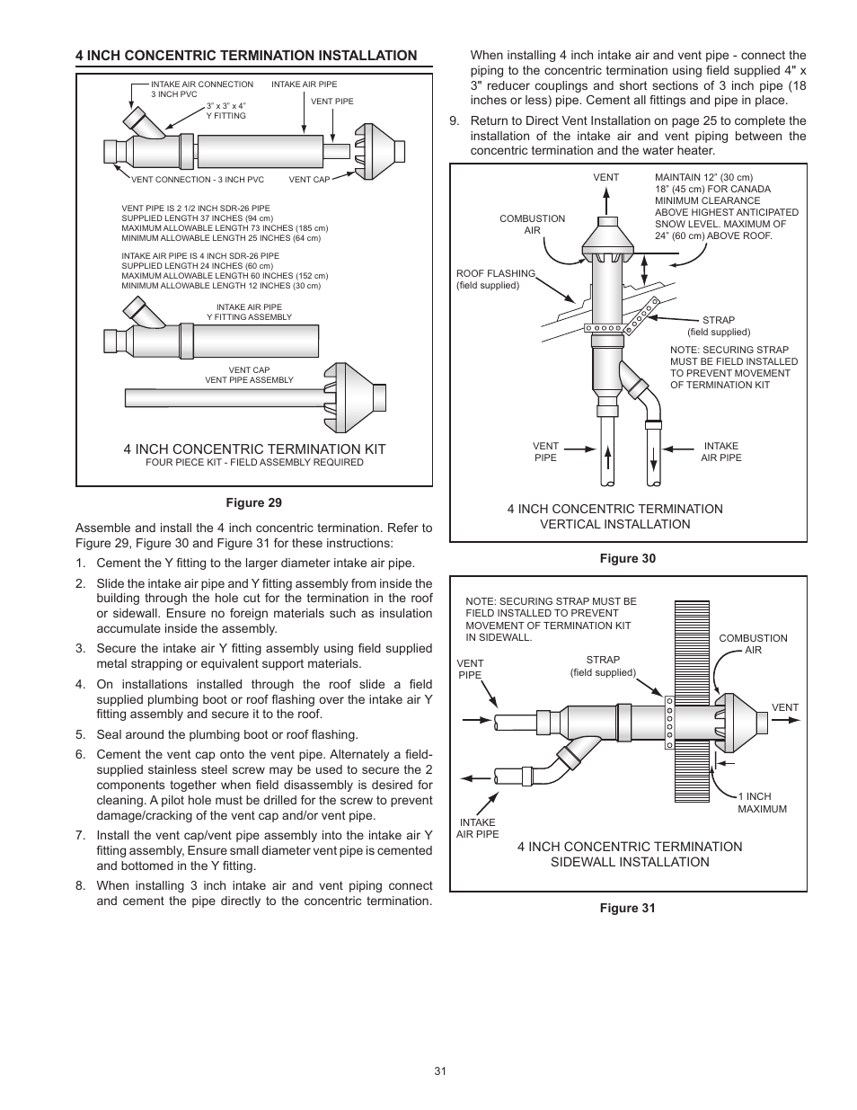 4 inch concentric termination installation on | State Industries ULTRA FORCE 101 User Manual | Page 31 / 80