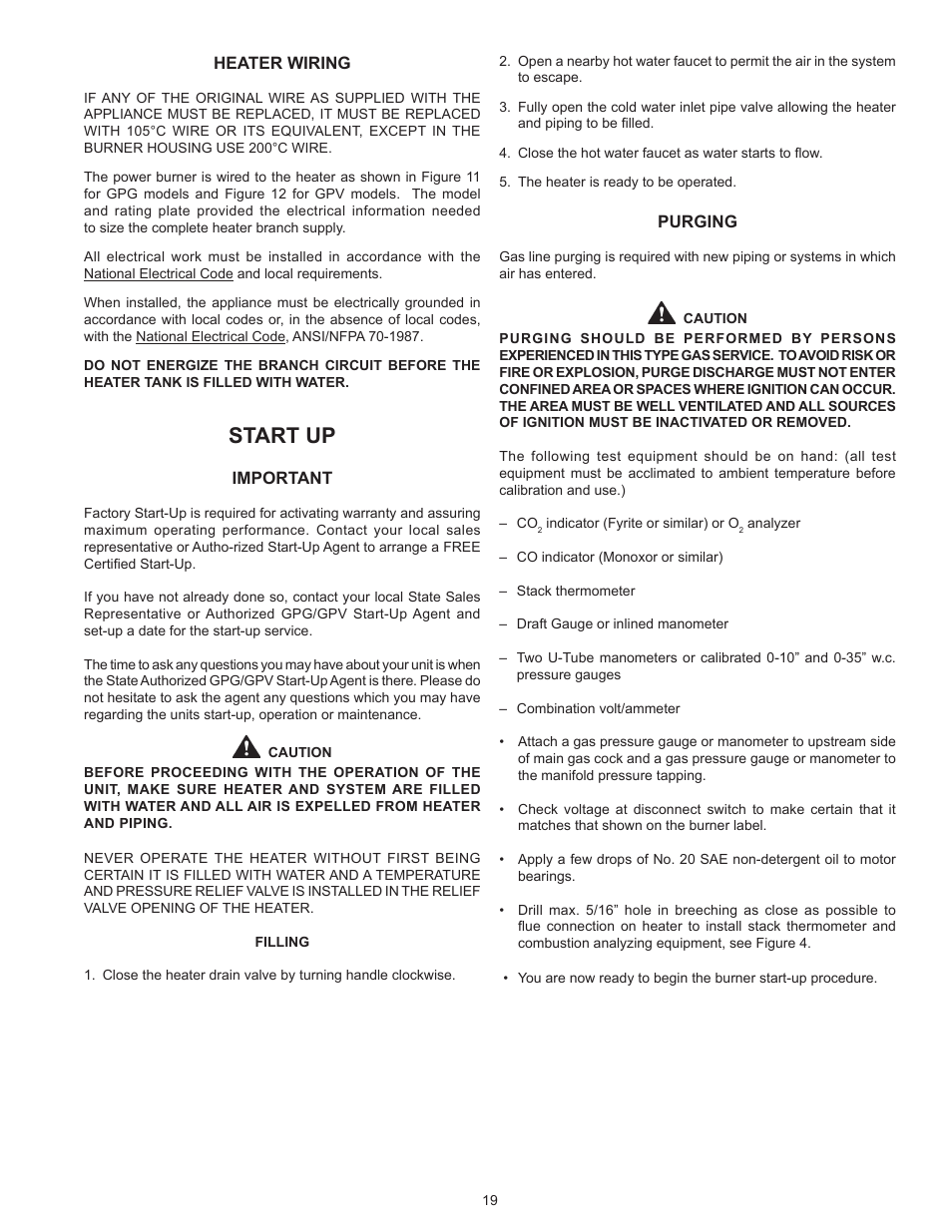 Start up | State GPG/GPV-540A User Manual | Page 19 / 37