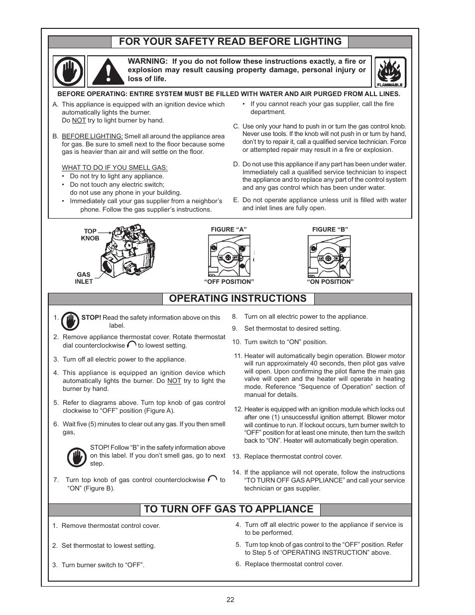 For your safety read before lighting | State GPG/GPV-540A User Manual | Page 22 / 37