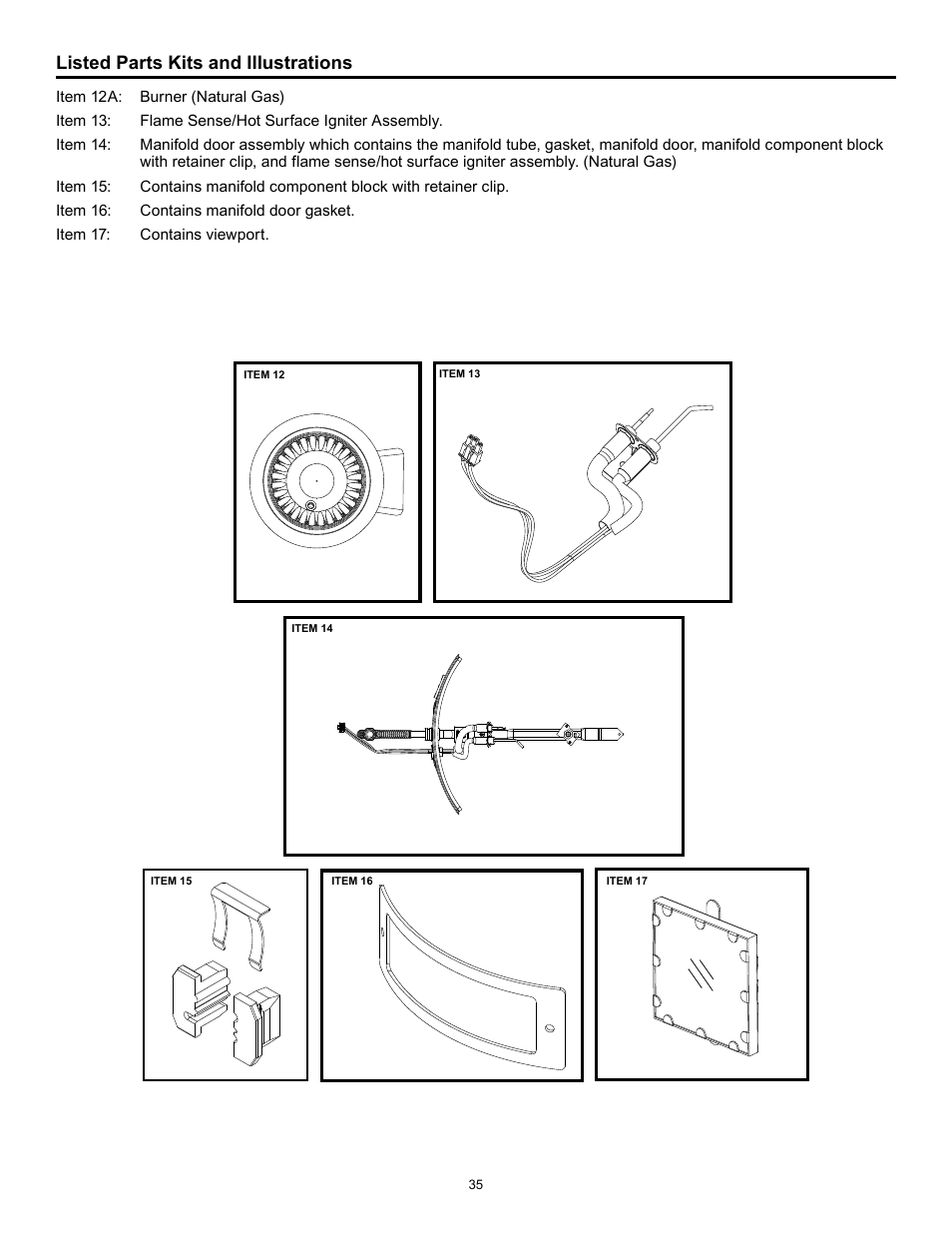 Listed parts kits and illustrations | State GP 6 40YPC T 100 User Manual | Page 35 / 40