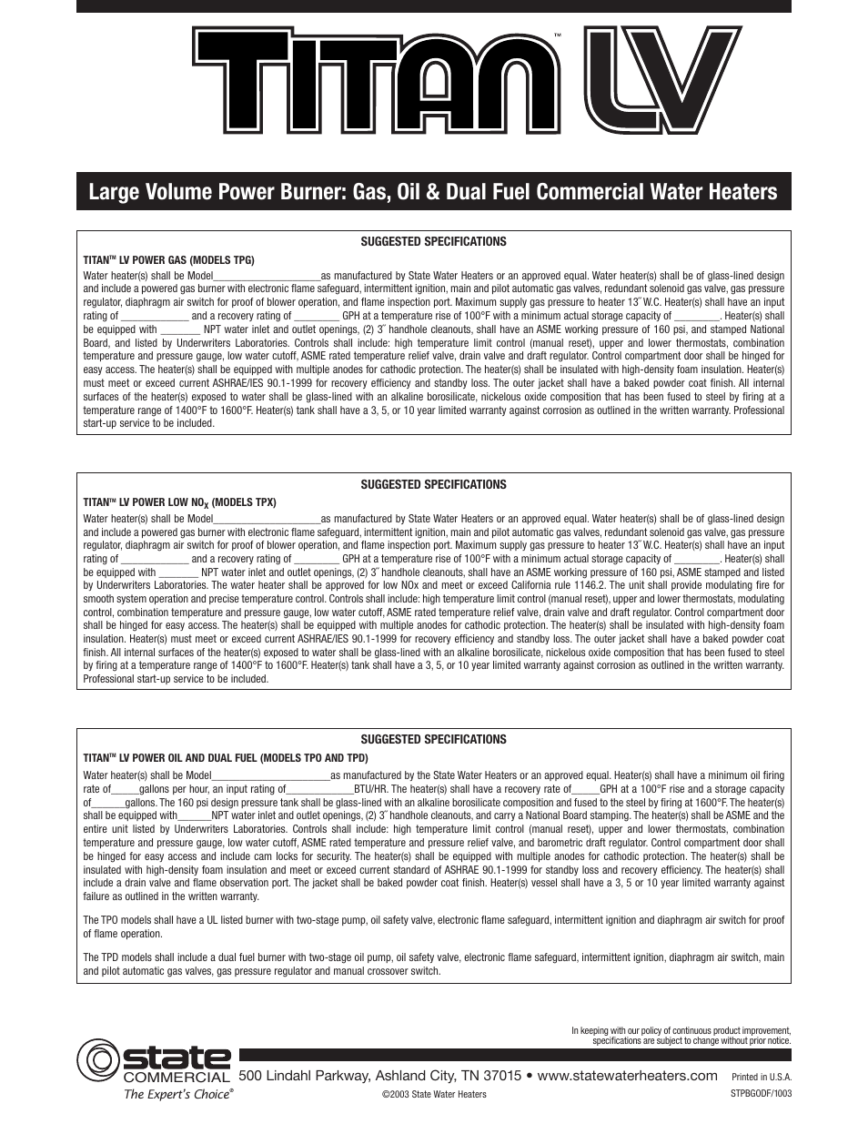 State Industries Gas User Manual | Page 6 / 6