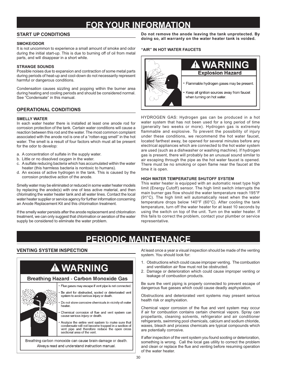 For your information, Periodic maintenance | State Industries GP6 50 User Manual | Page 30 / 40