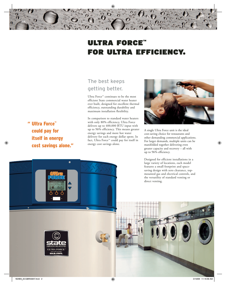 For ultra efficiency, Ultra force, Could pay for itself in energy cost savings alone | The best keeps getting better | State Industries SUF 60 120NE User Manual | Page 2 / 4