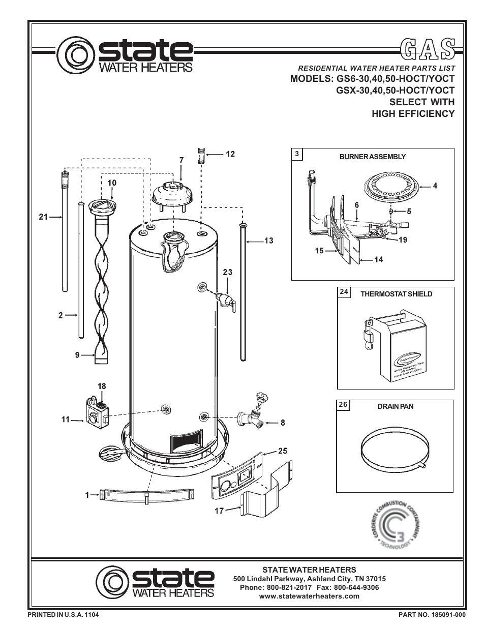 State Industries GS6-40  EN User Manual | 2 pages