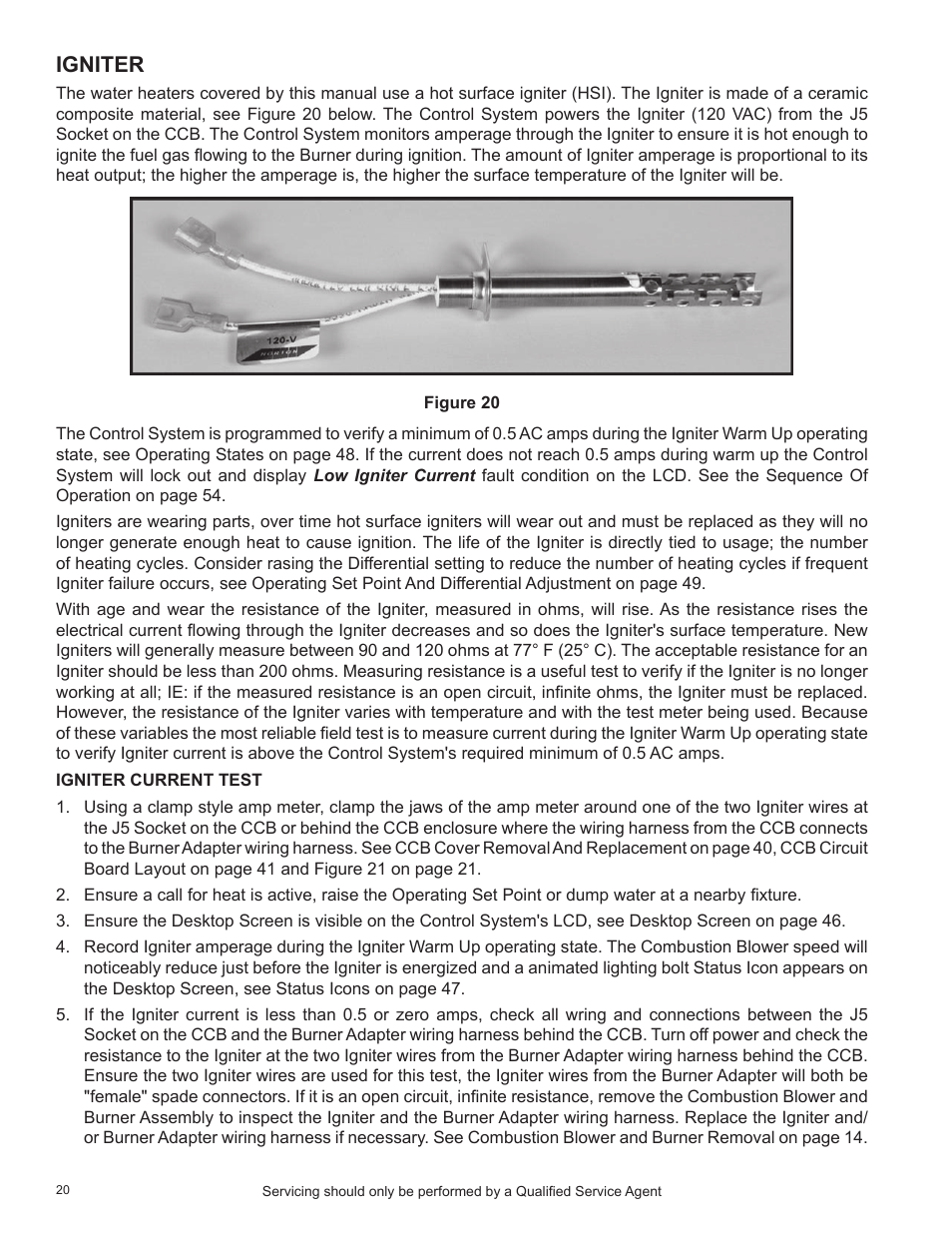 Igniter, Igniter current test | State Industries SHE50-100PE User Manual | Page 22 / 72