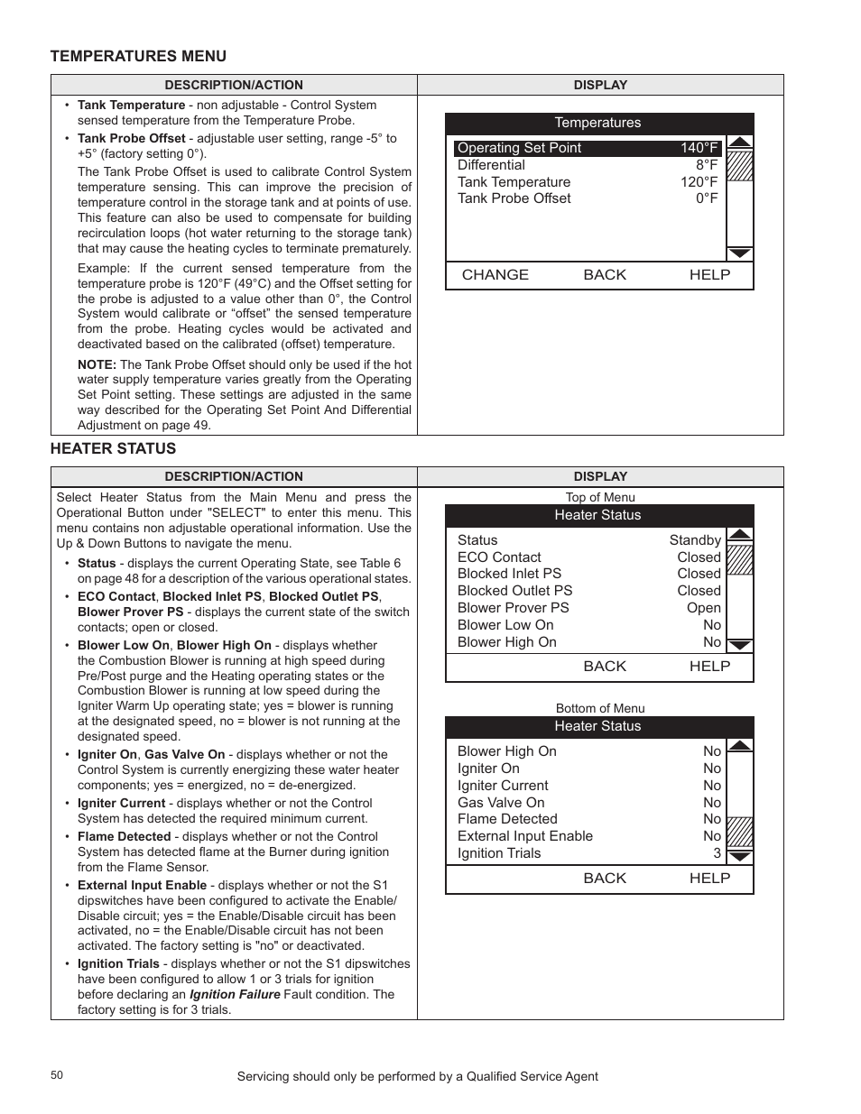 Heater status | State Industries SHE50-100PE User Manual | Page 52 / 72