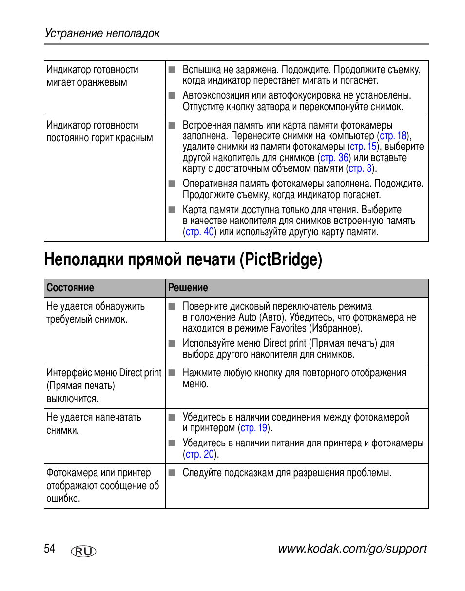 Неполадки прямой печати (pictbridge), Pictbridge) | Kodak C340 User Manual | Page 60 / 83