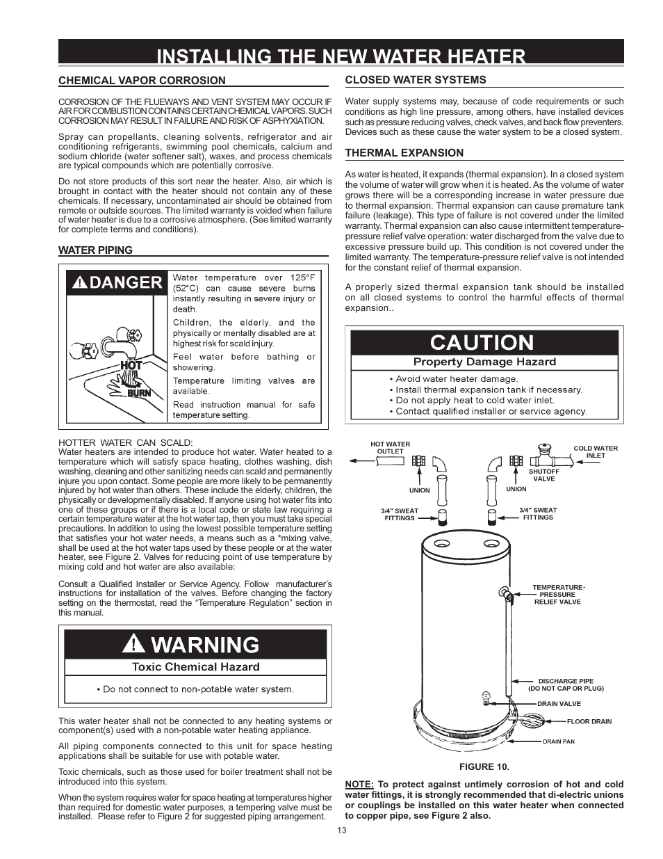 Installing the new water heater | State Industries Power Vent/Power Direct Vent Gas Models User Manual | Page 13 / 44