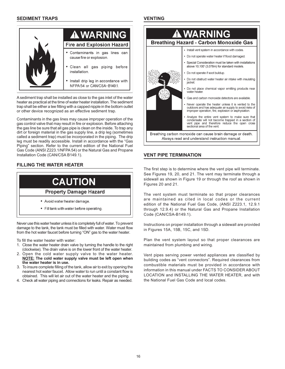 State Industries Power Vent/Power Direct Vent Gas Models User Manual | Page 16 / 44