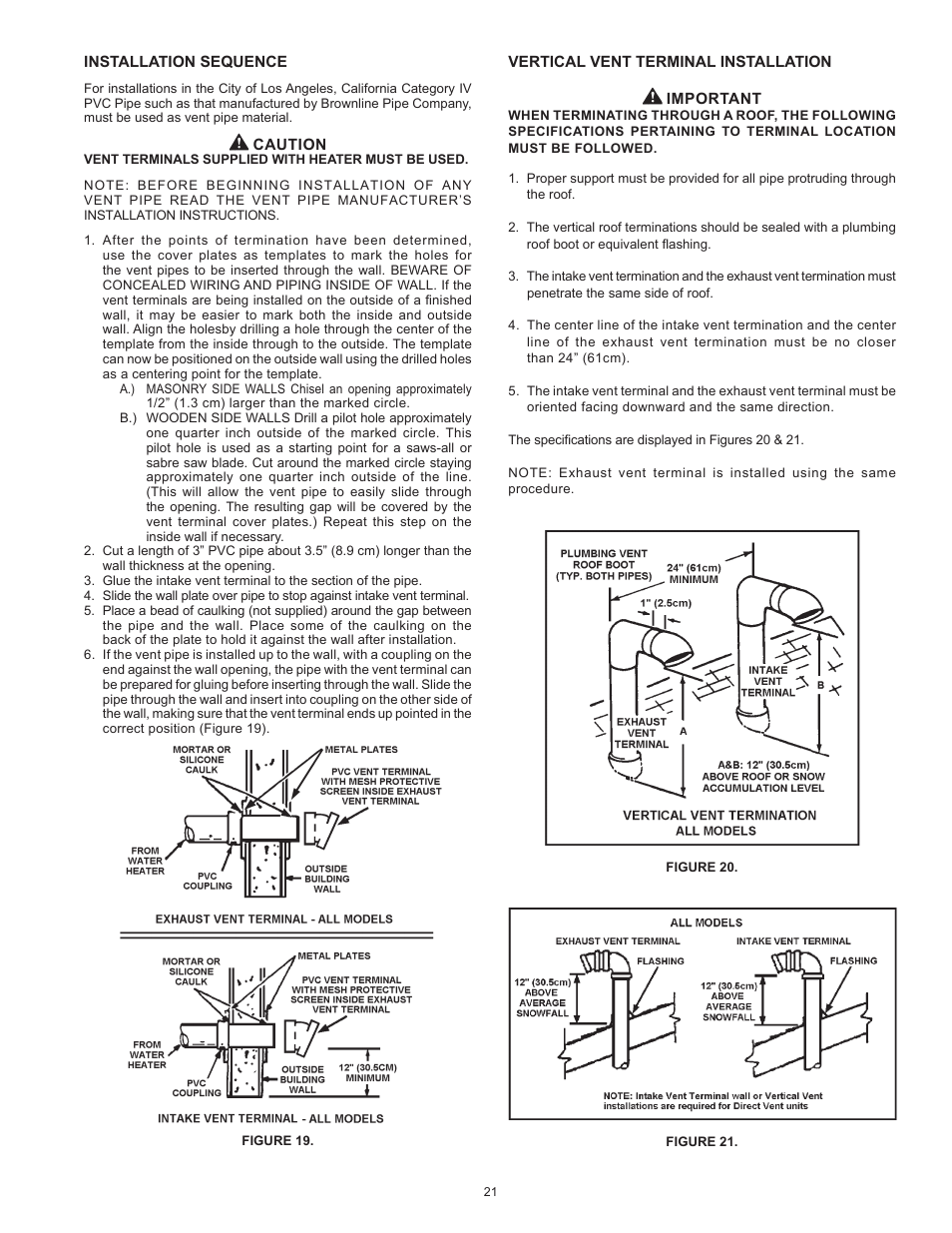 State Industries Power Vent/Power Direct Vent Gas Models User Manual | Page 21 / 44
