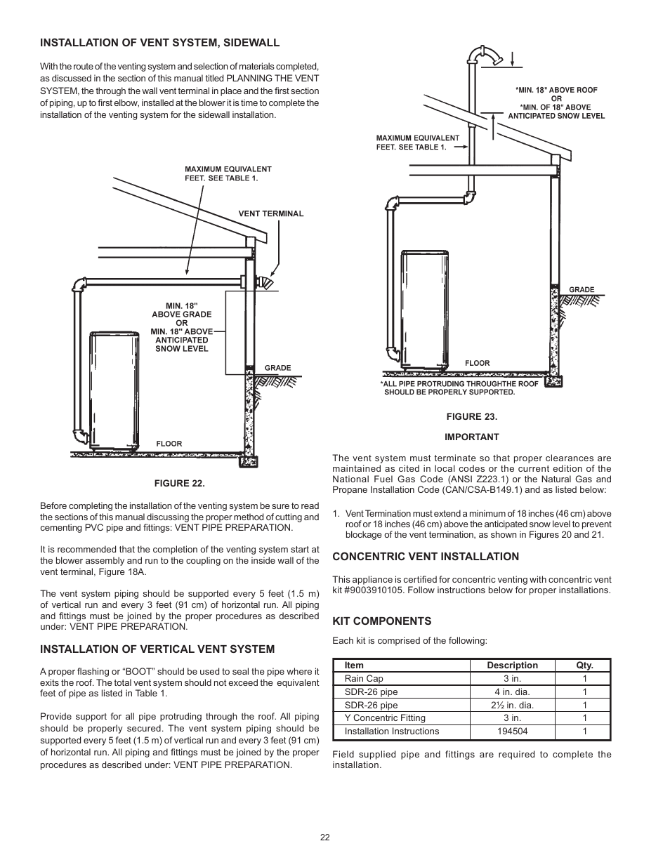 State Industries Power Vent/Power Direct Vent Gas Models User Manual | Page 22 / 44