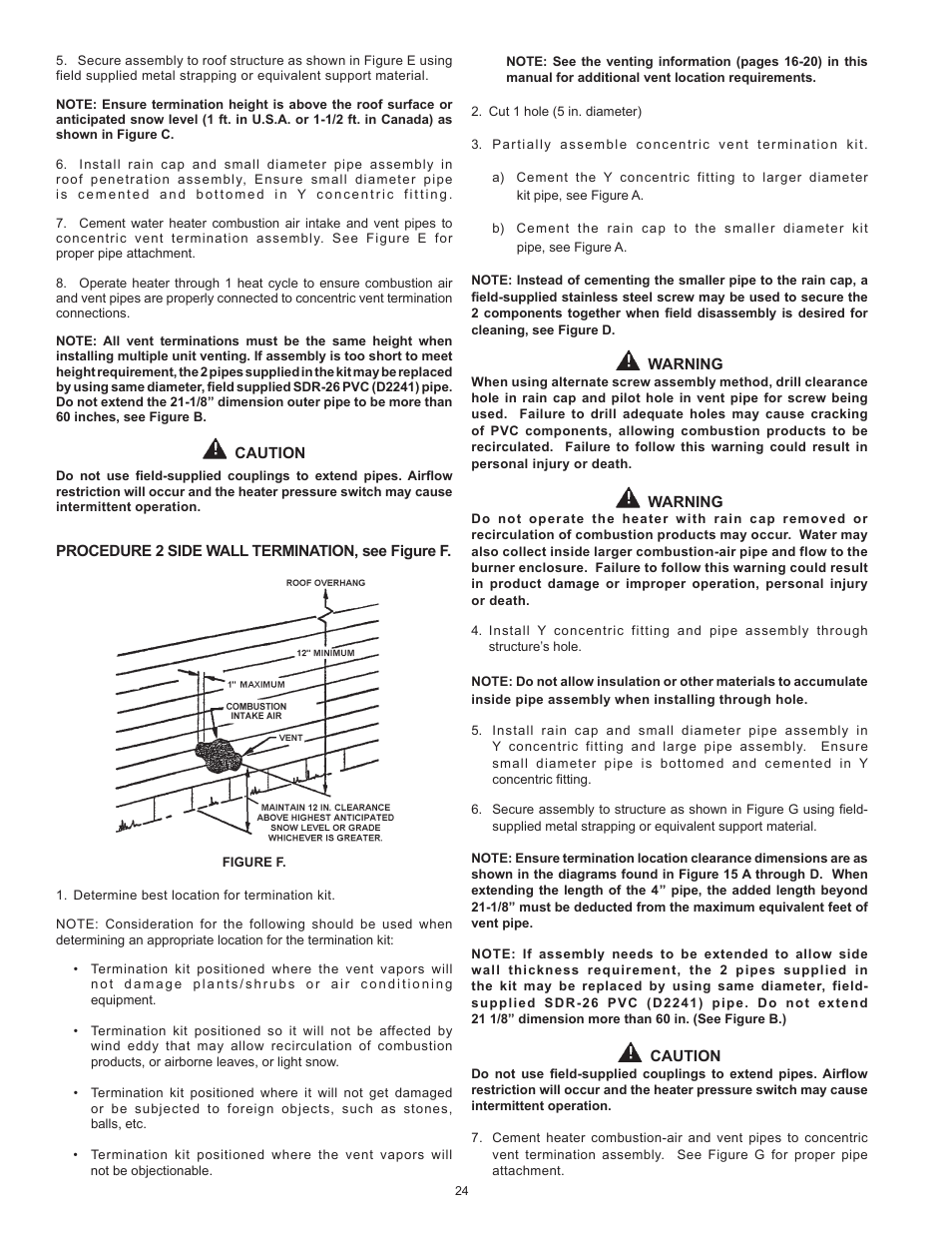 State Industries Power Vent/Power Direct Vent Gas Models User Manual | Page 24 / 44
