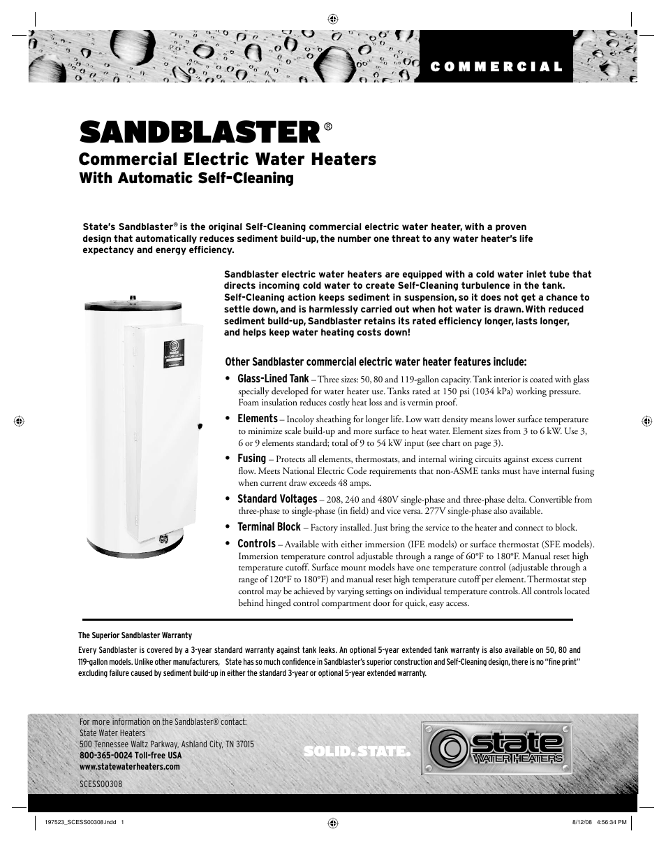 State Industries Sandblaster SCESS00308 User Manual | 4 pages