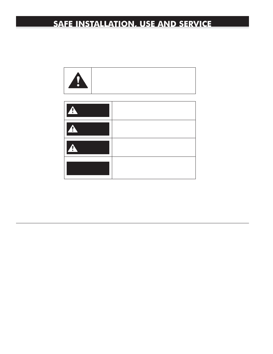 Safe installation, use and service, Danger warning caution, Caution | State SCI 30 DHMS User Manual | Page 2 / 24