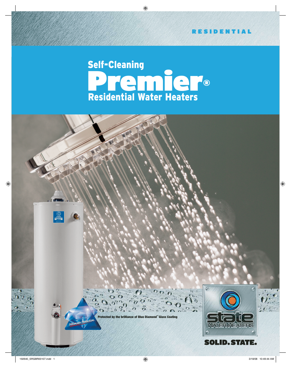 State Industries Premier Residential Water Heaters User Manual | 4 pages