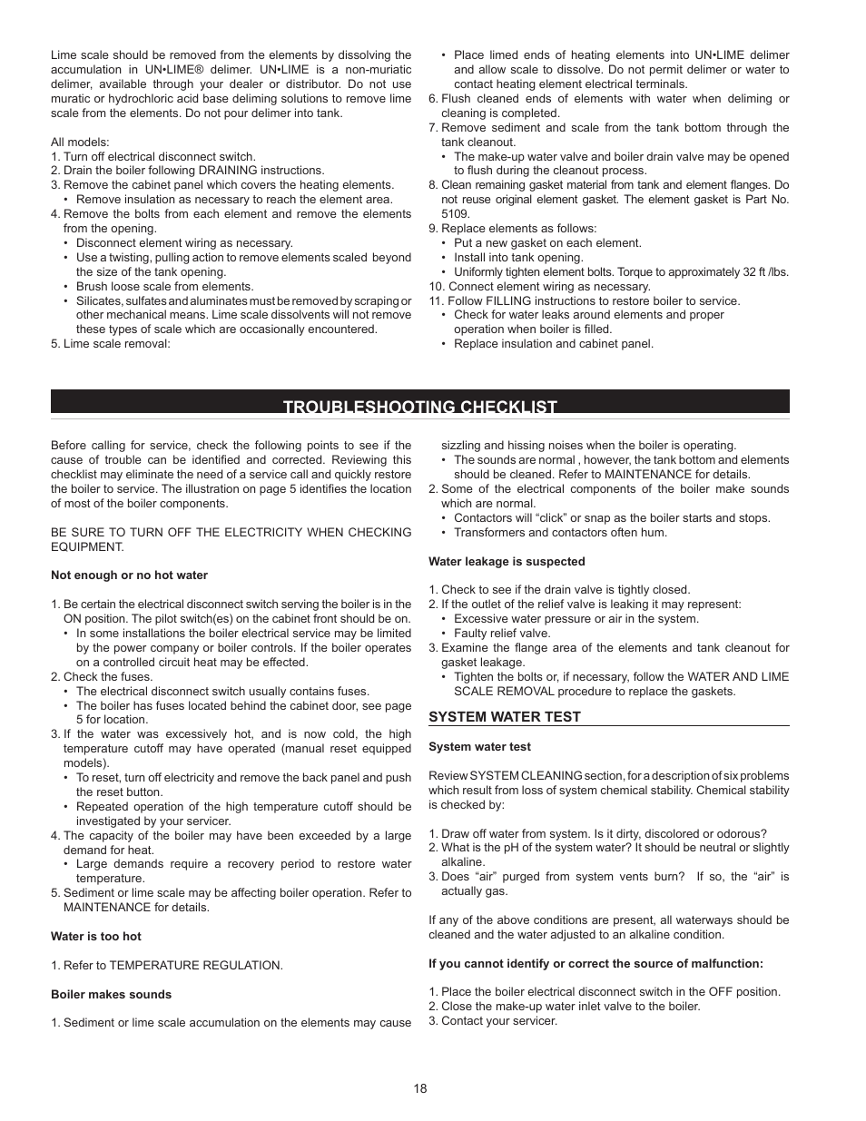 Troubleshooting checklist | State SW 37-670 User Manual | Page 18 / 20
