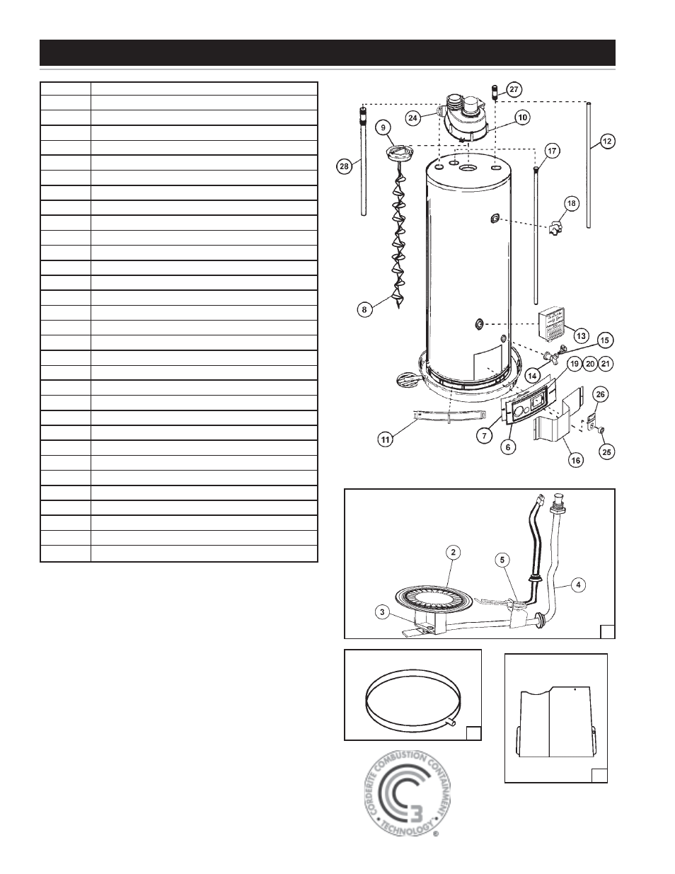 Repair parts list | State Industries Residential Gas Water Heater User Manual | Page 26 / 32