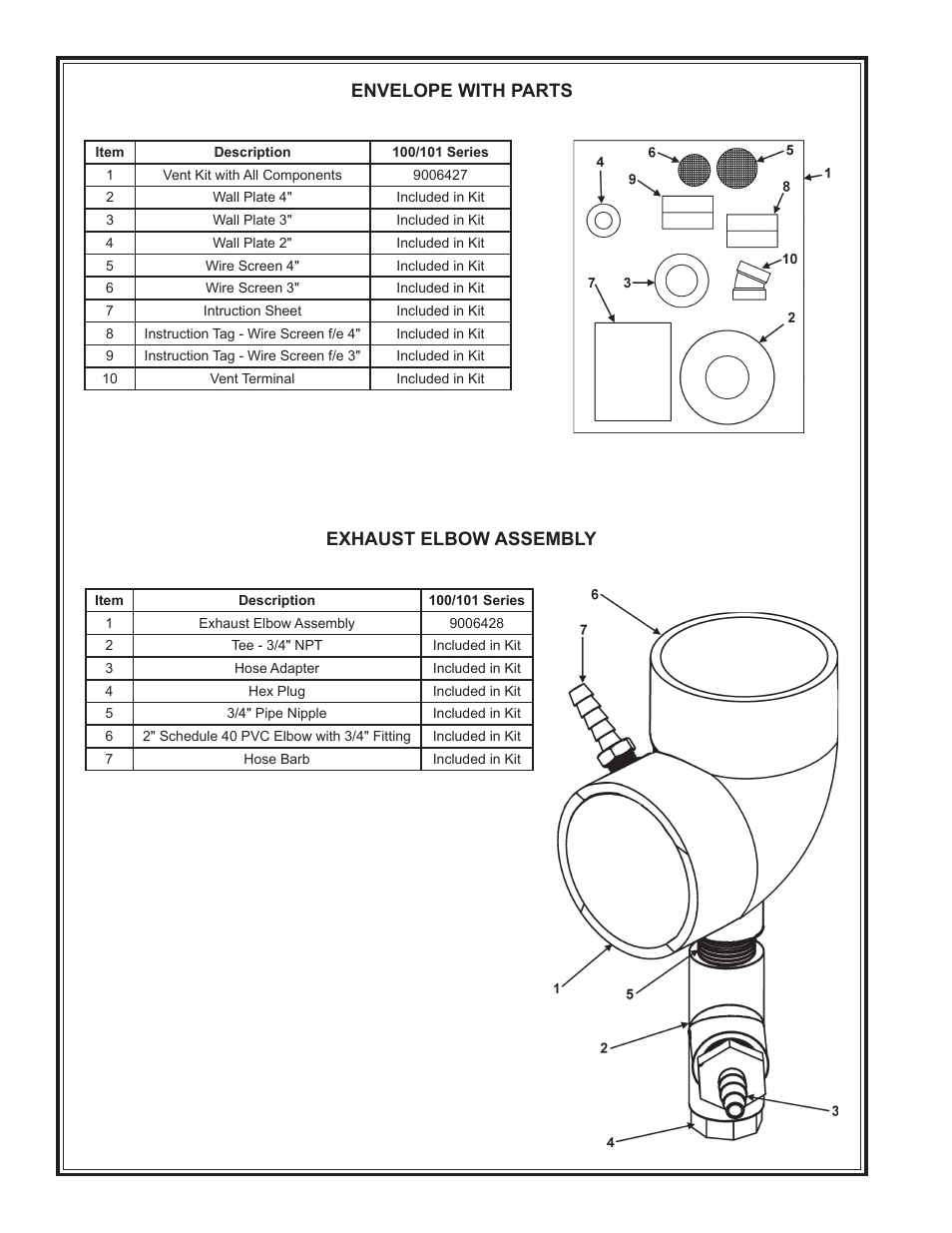 Envelope with parts exhaust elbow assembly | State Industries Series 101 User Manual | Page 4 / 4