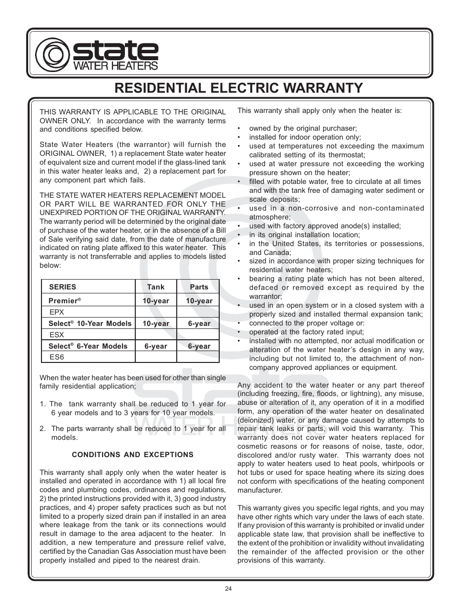 State Industries 184671-000 Rear User Manual | 2 pages