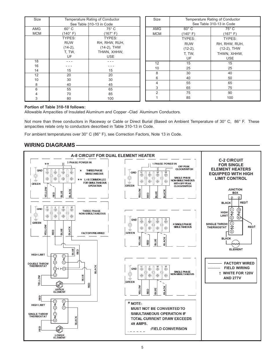 Wiring diagrams | State Industries PCE 6-120 User Manual | Page 5 / 16