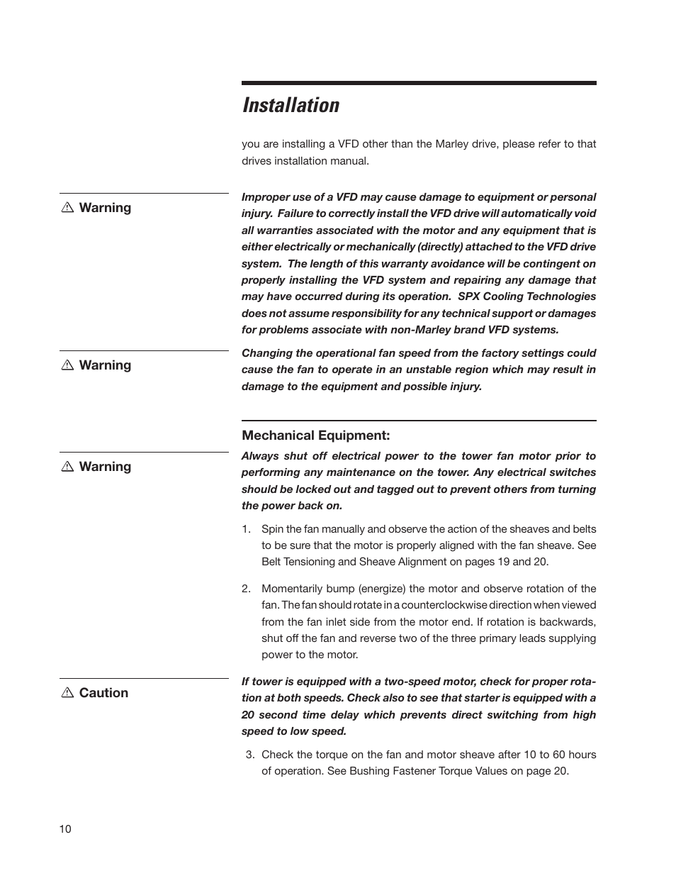 Installation | SPX Cooling Technologies CoolingTower Marley MCW User Manual | Page 10 / 28