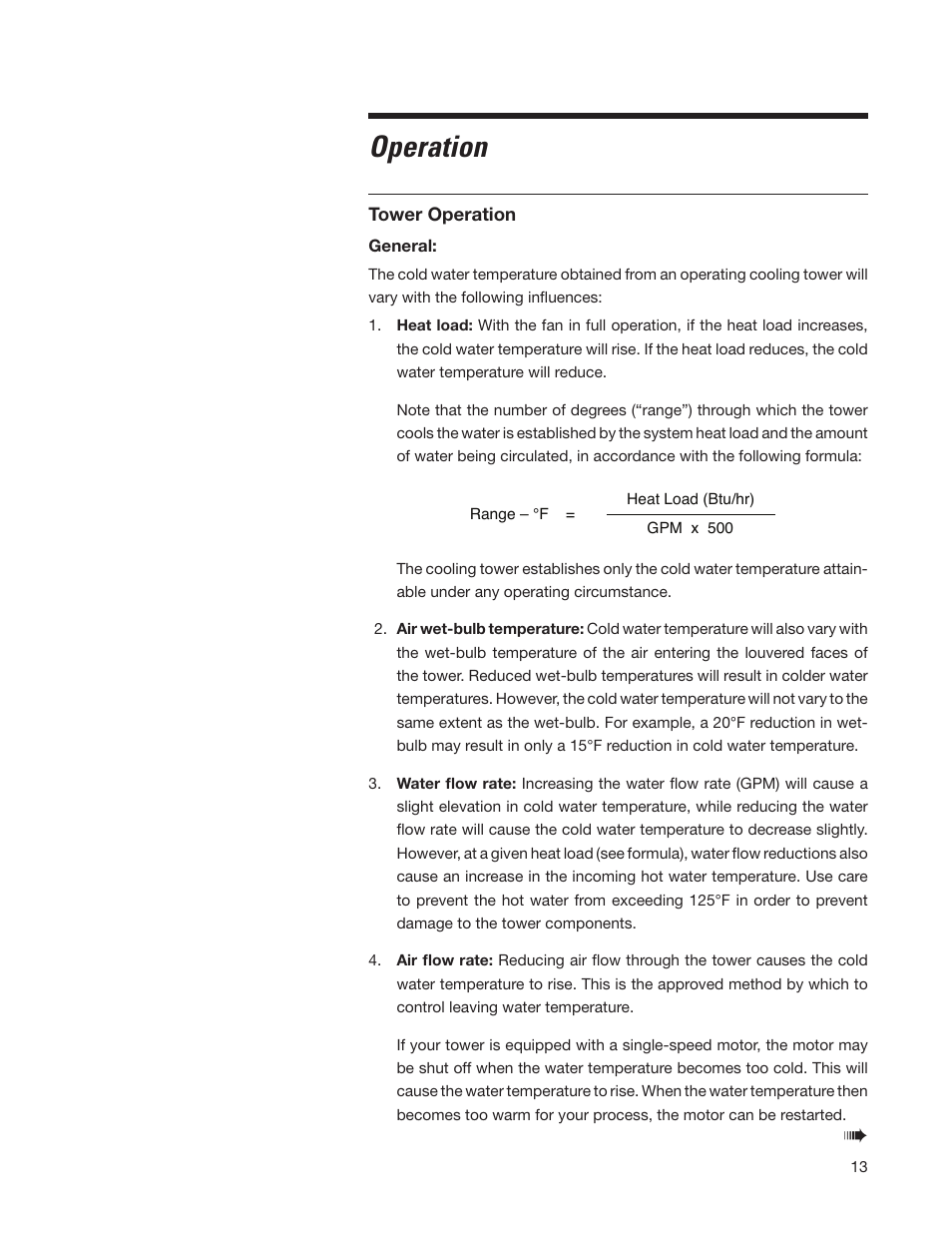 Operation | SPX Cooling Technologies CoolingTower Marley MCW User Manual | Page 13 / 28