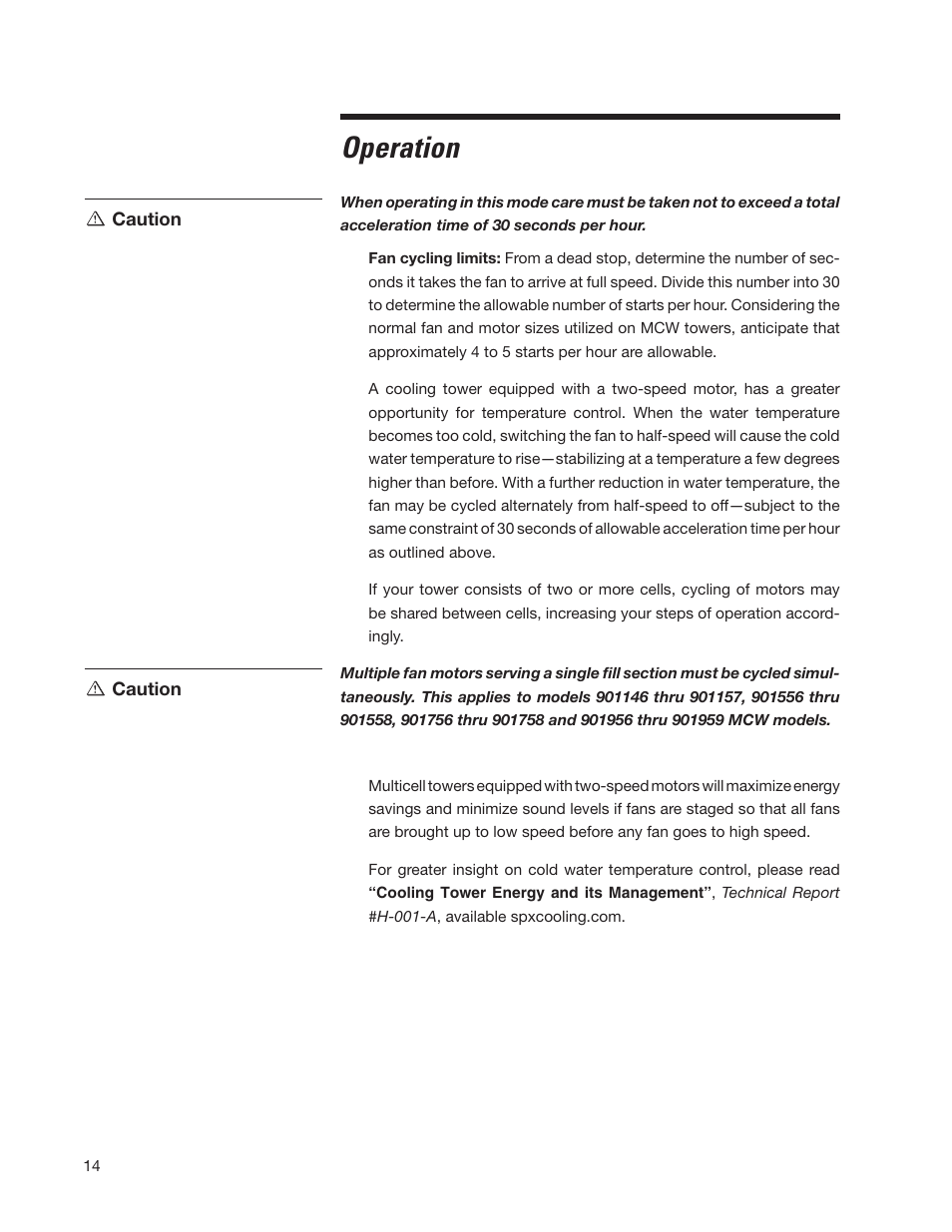 Operation | SPX Cooling Technologies CoolingTower Marley MCW User Manual | Page 14 / 28