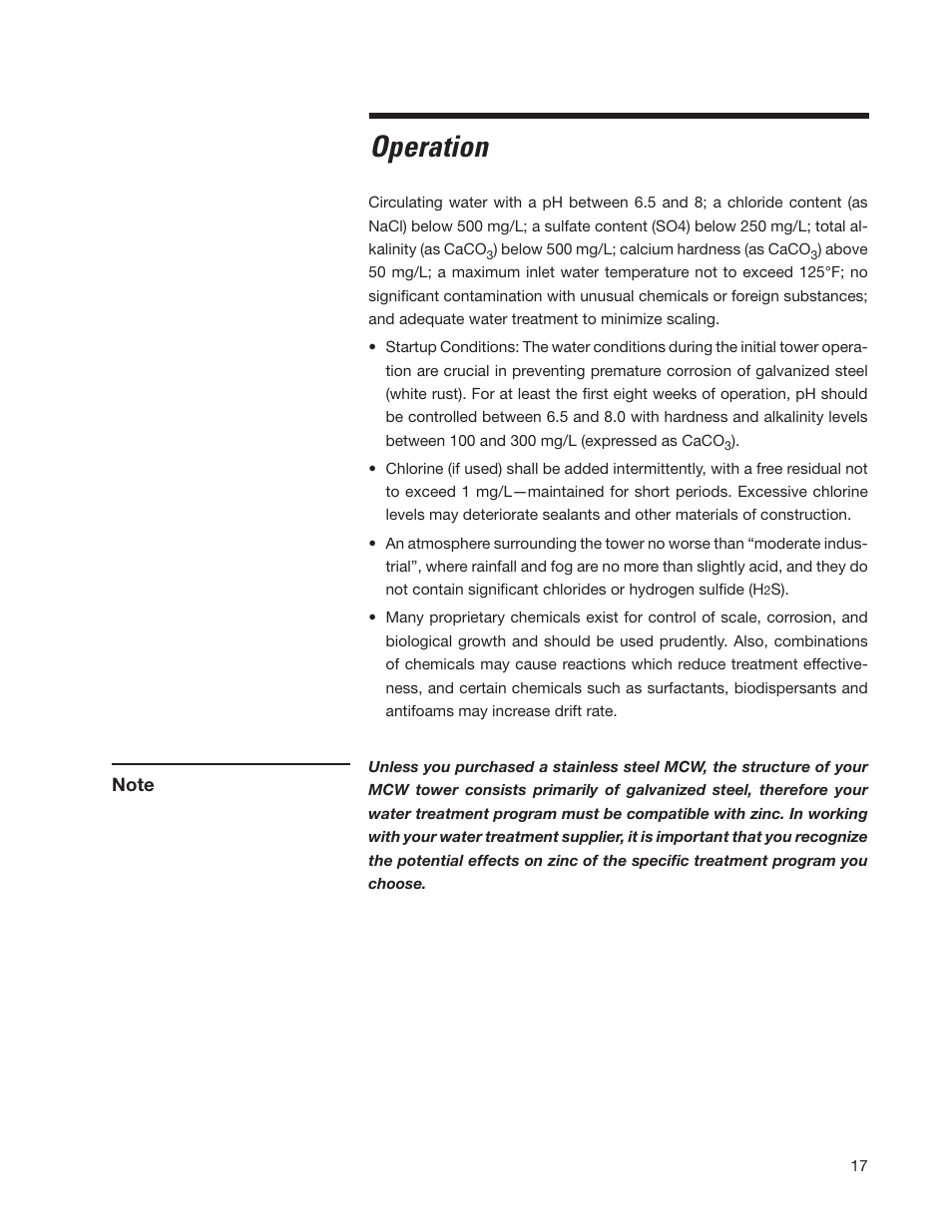 Operation | SPX Cooling Technologies CoolingTower Marley MCW User Manual | Page 17 / 28
