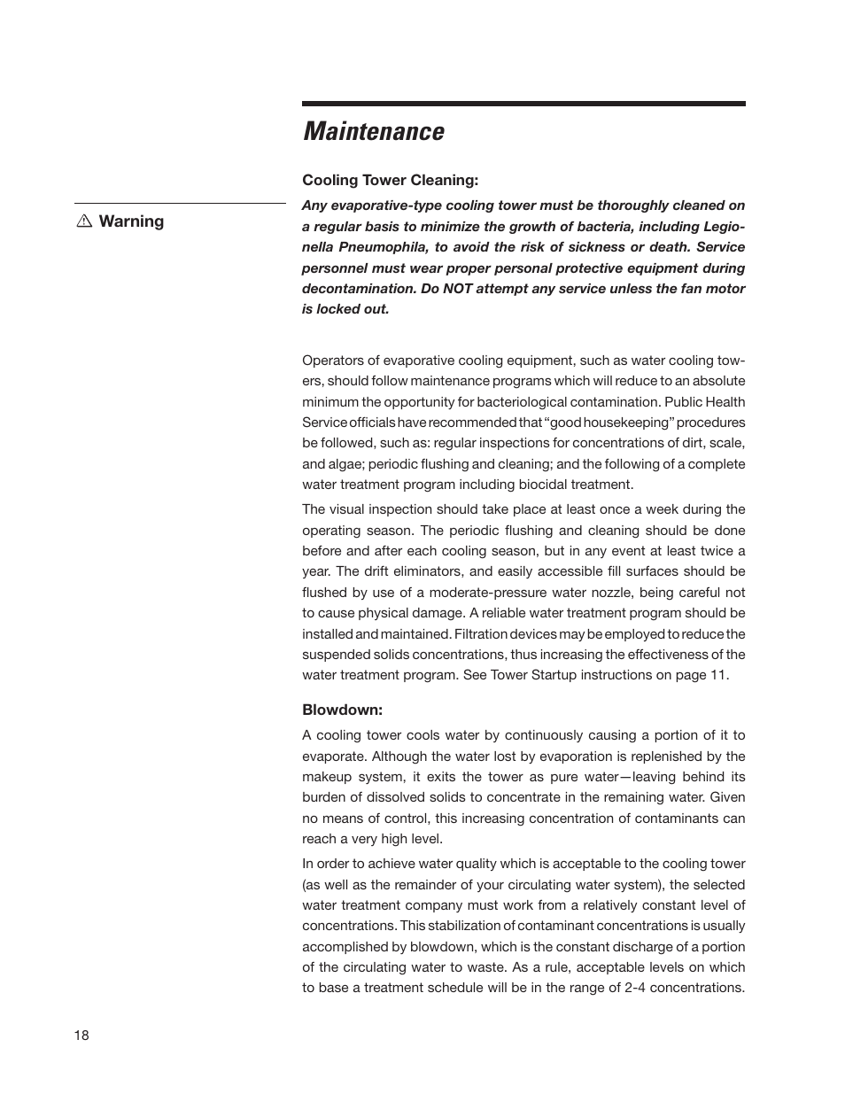 Maintenance | SPX Cooling Technologies CoolingTower Marley MCW User Manual | Page 18 / 28