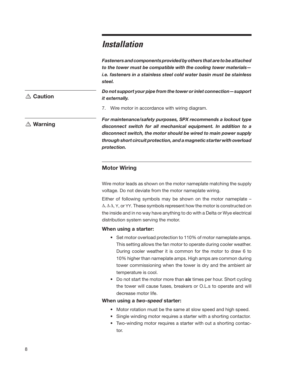 Installation | SPX Cooling Technologies CoolingTower Marley MCW User Manual | Page 8 / 28