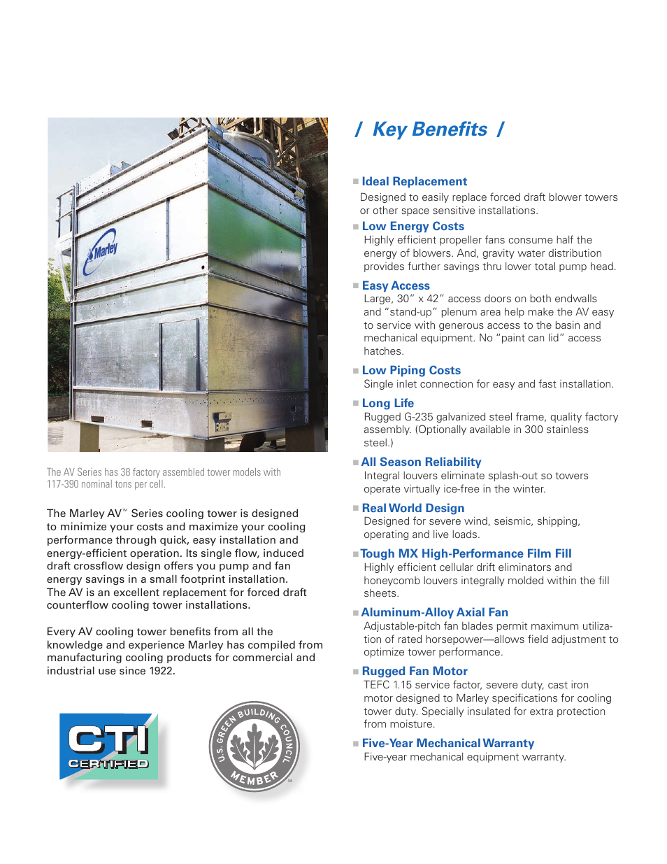 Key benefits | SPX Cooling Technologies MarleyAV Series User Manual | Page 2 / 4