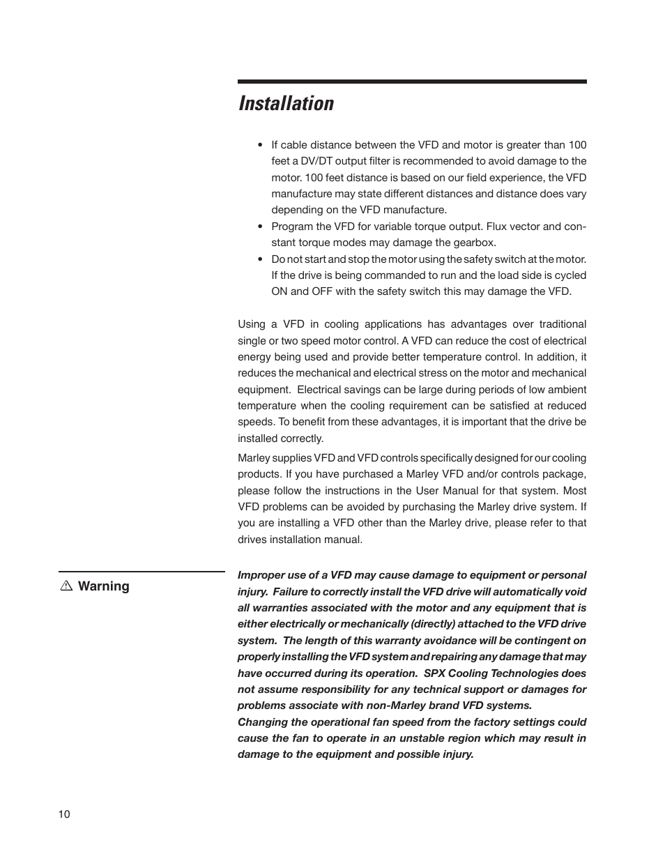 Installation | SPX Cooling Technologies Cooling Tower Marley MD User Manual | Page 10 / 40