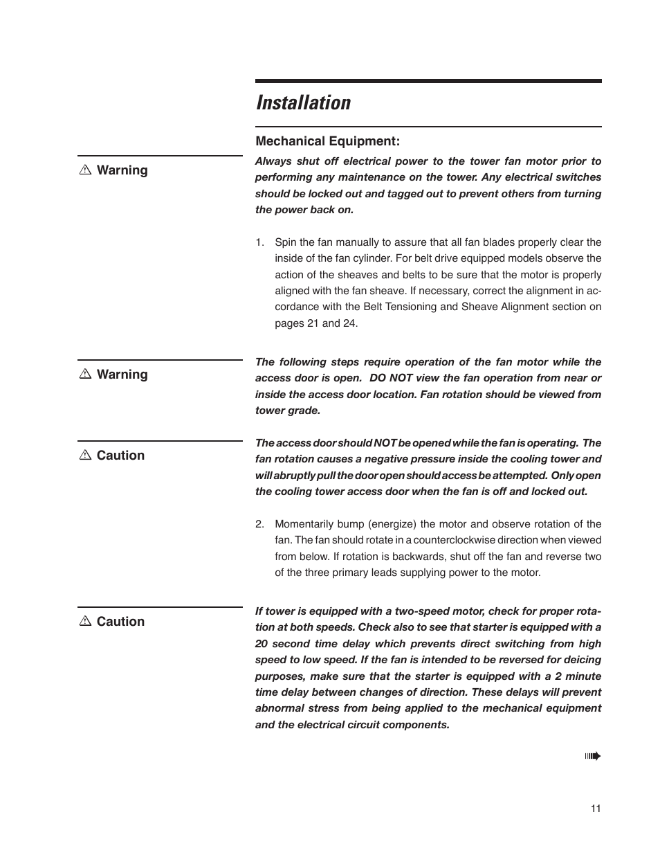 Installation | SPX Cooling Technologies Cooling Tower Marley MD User Manual | Page 11 / 40