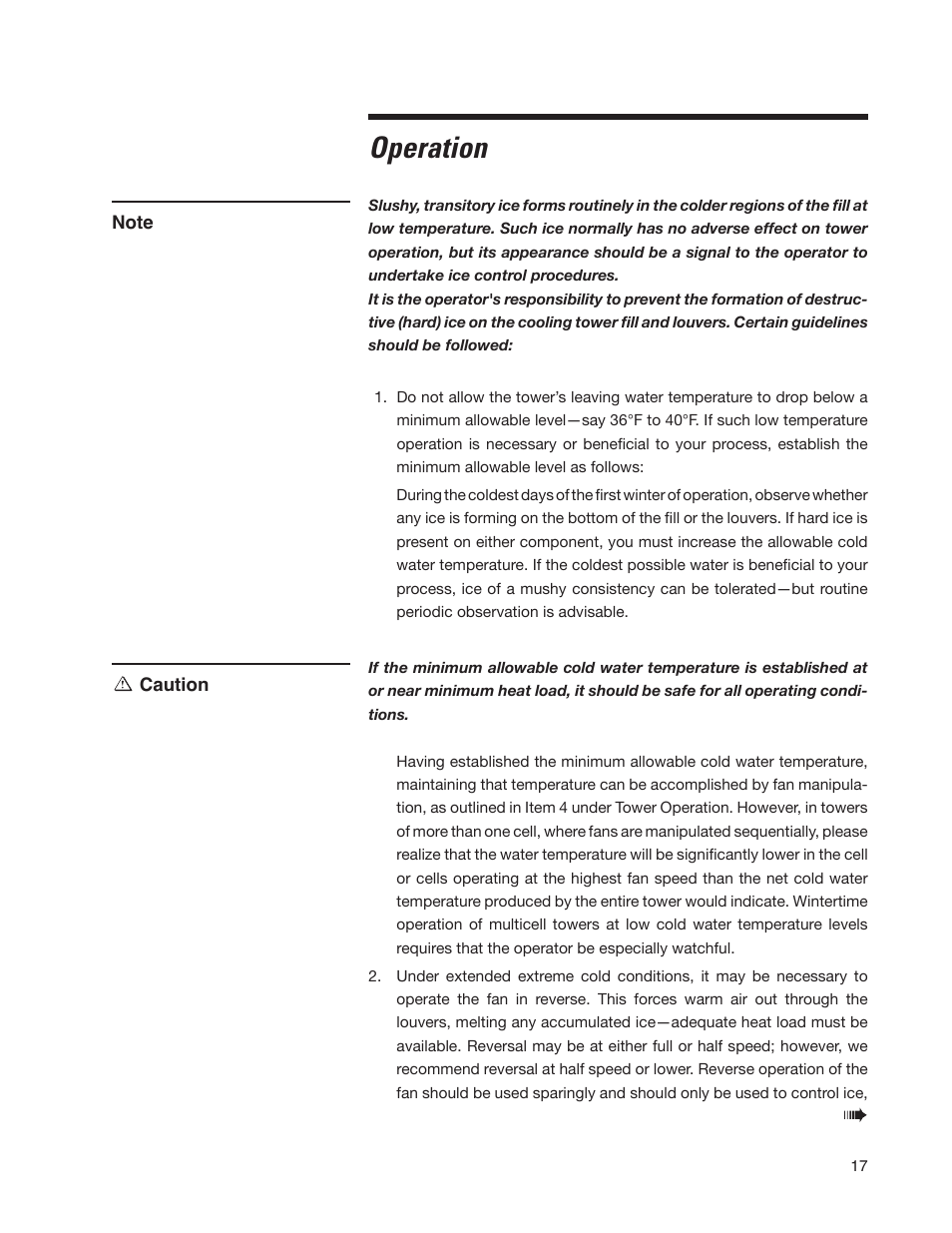 Operation | SPX Cooling Technologies Cooling Tower Marley MD User Manual | Page 17 / 40