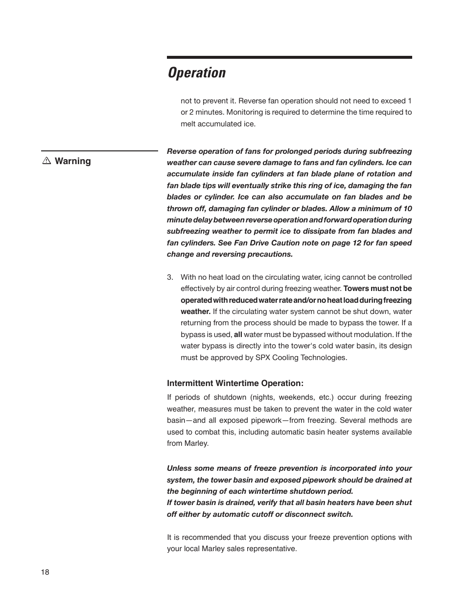 Operation | SPX Cooling Technologies Cooling Tower Marley MD User Manual | Page 18 / 40