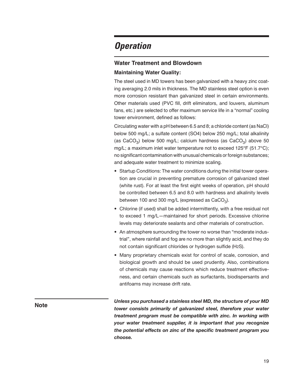 Operation | SPX Cooling Technologies Cooling Tower Marley MD User Manual | Page 19 / 40