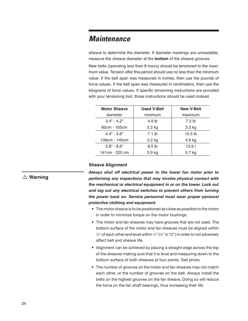 Maintenance | SPX Cooling Technologies Cooling Tower Marley MD User Manual | Page 24 / 40