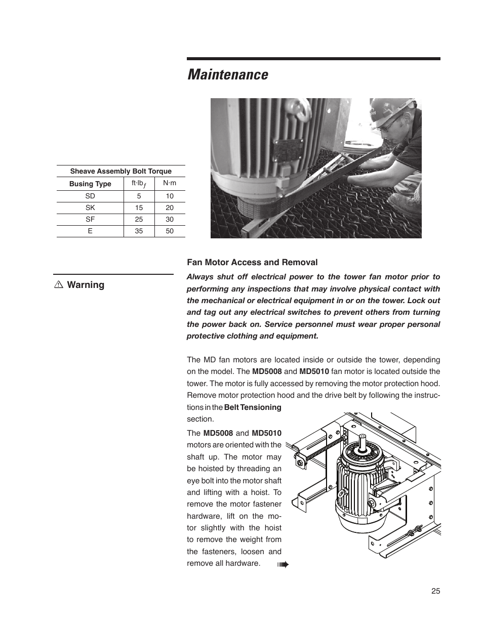 Maintenance | SPX Cooling Technologies Cooling Tower Marley MD User Manual | Page 25 / 40