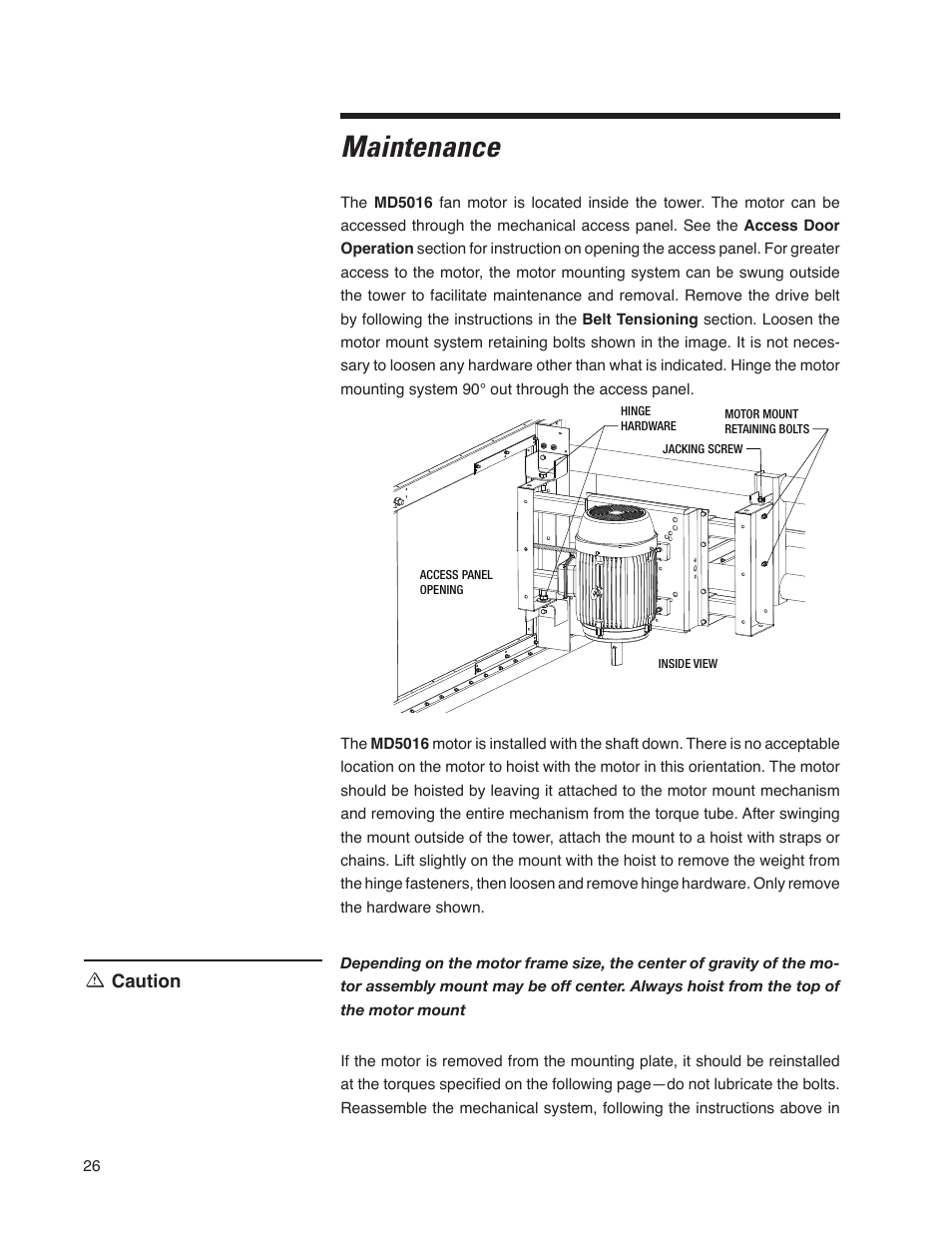 Maintenance | SPX Cooling Technologies Cooling Tower Marley MD User Manual | Page 26 / 40